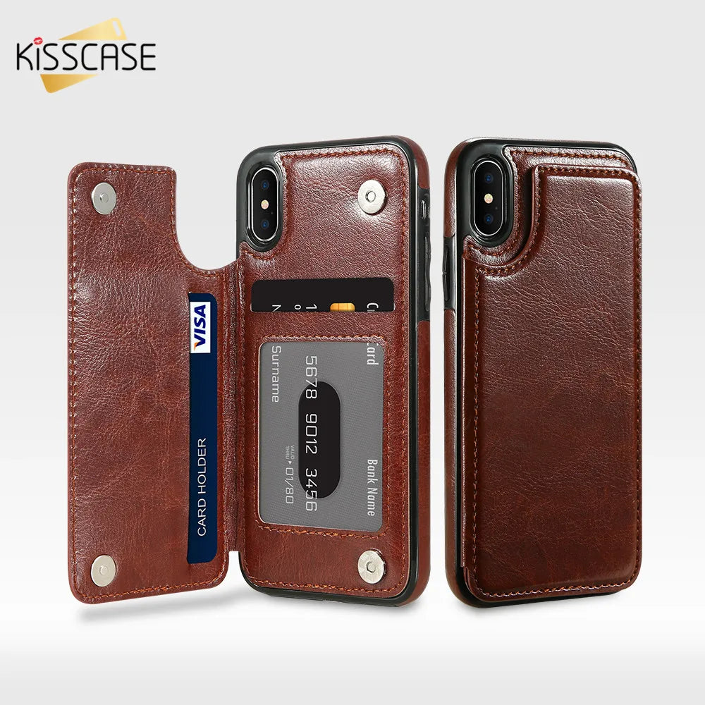 Leather Wallet Case for iPhone w/ Card Holder