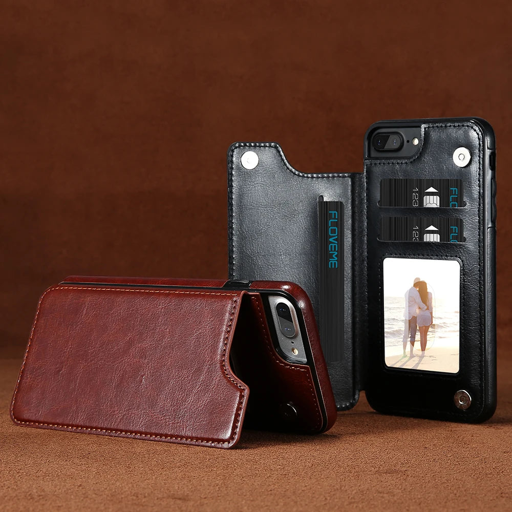 Leather Wallet Case for iPhone w/ Card Holder