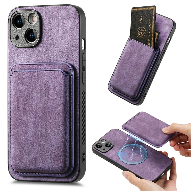 Leather Case for iPhone w/ Magnetic Card Holder