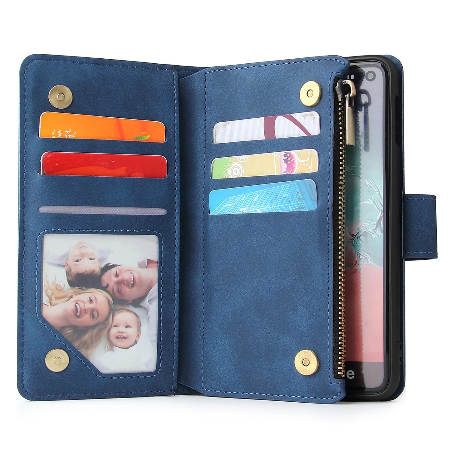 Zipper Pocket Wallet w/ Multiple Card Slots For Samsung Galaxy S