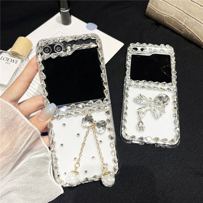 Rhinestone Bow Folding Phone Case for Samsung Galaxy Z Flip