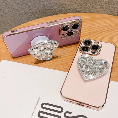 Rhinestone Heart Soft Shell Case for iPhone