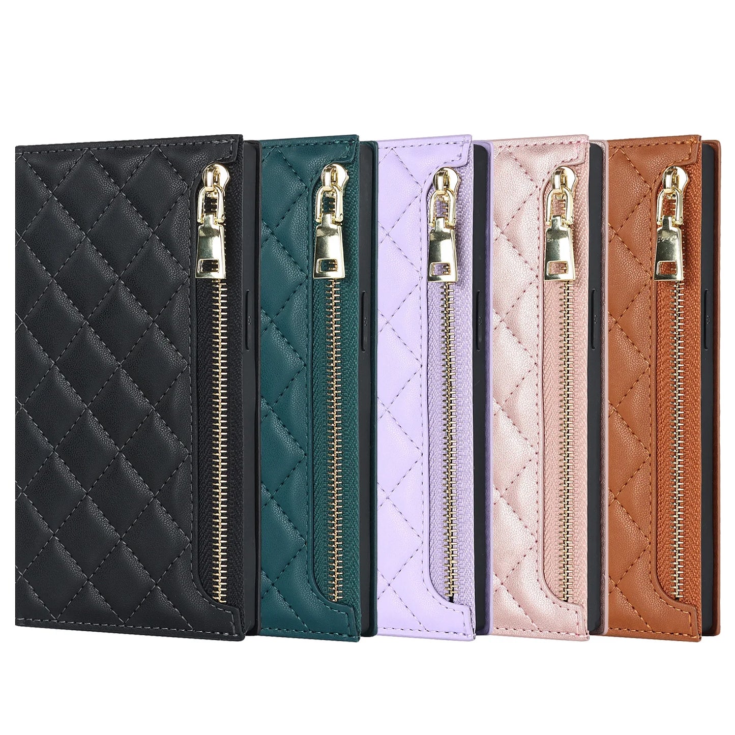 Crossbody Zipper Wallet Leather Case for iPhone