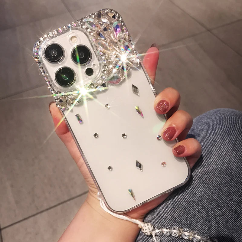 Rhinestone Transparent Silicone Soft Case for iPhone