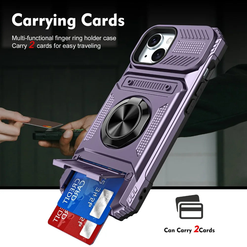 Wallet Phone Case with Ring Kick Stand & Card Slot