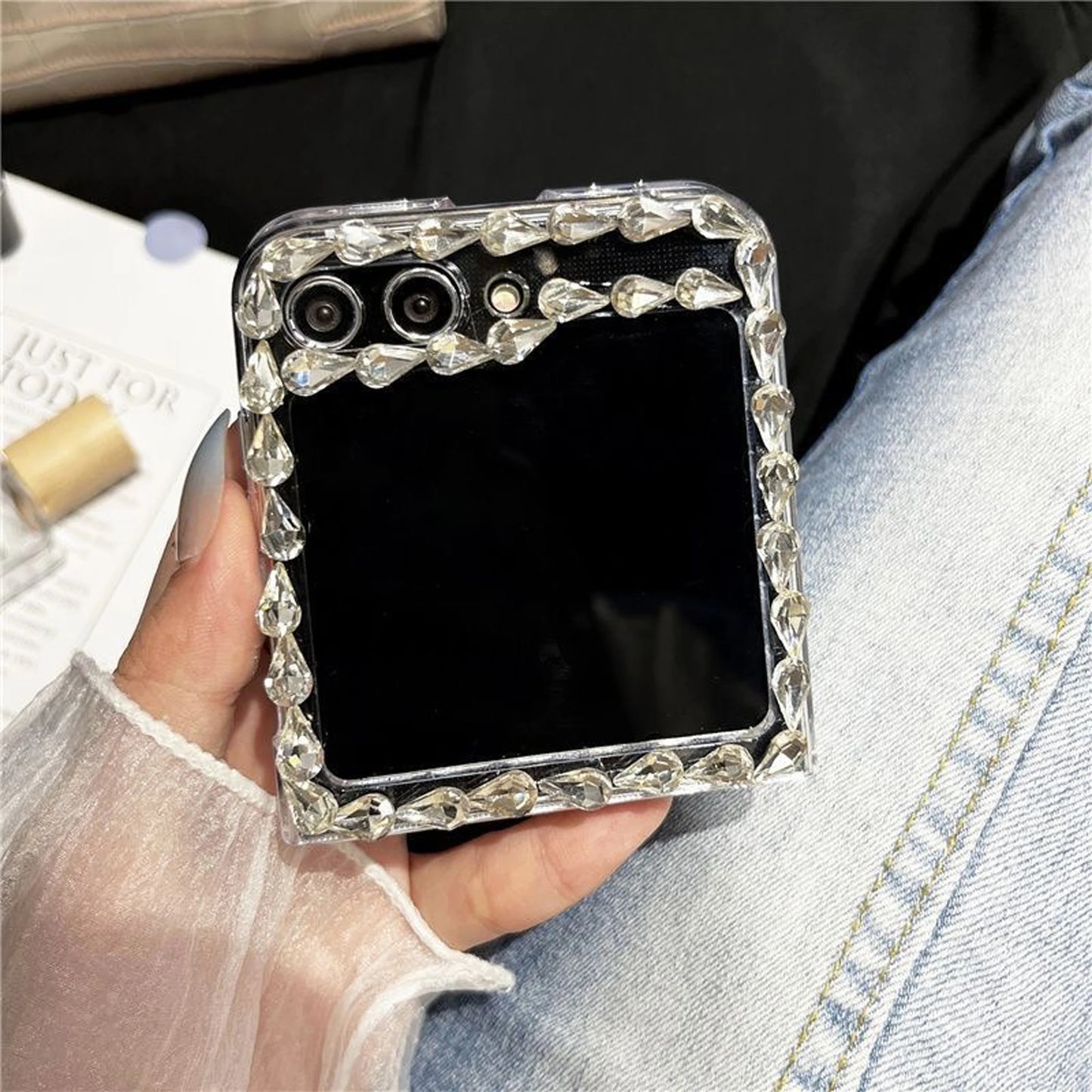 Rhinestone Bow Folding Phone Case for Samsung Galaxy Z Flip