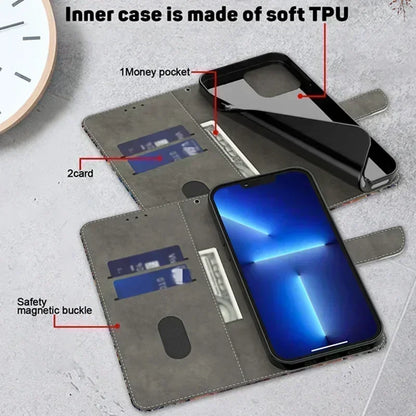 Leather Flip Wallet Case for Samsung Galaxy J