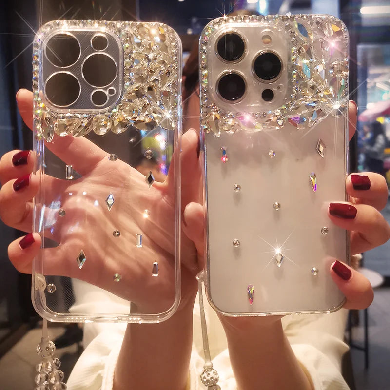 Rhinestone Transparent Silicone Soft Case for iPhone