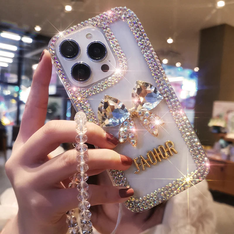 Rhinestone Transparent Mobile Phone Case for iPhone