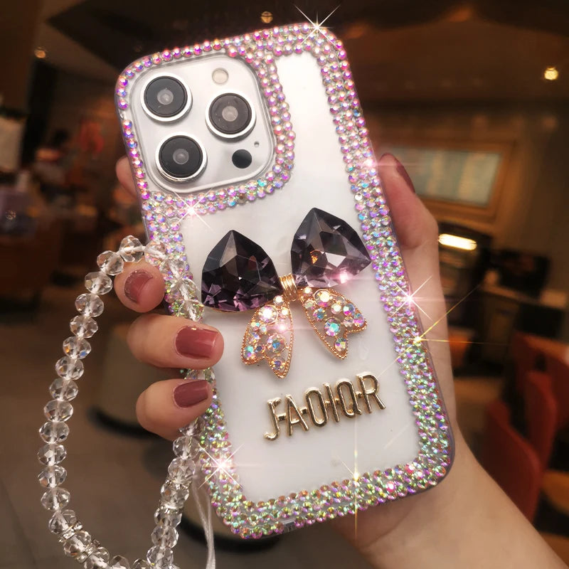 Rhinestone Transparent Mobile Phone Case for iPhone