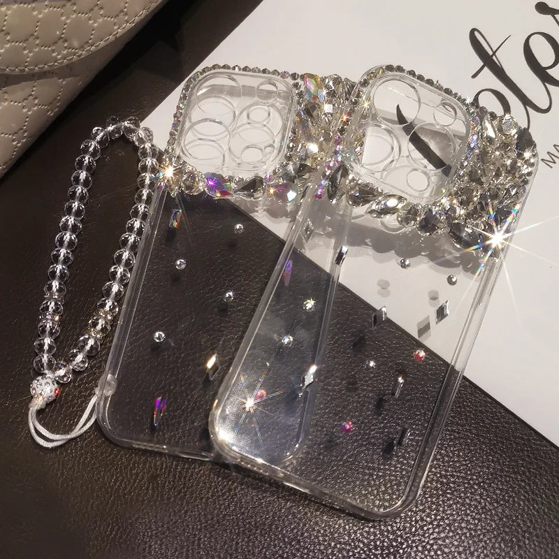 Rhinestone Transparent Silicone Soft Case for iPhone