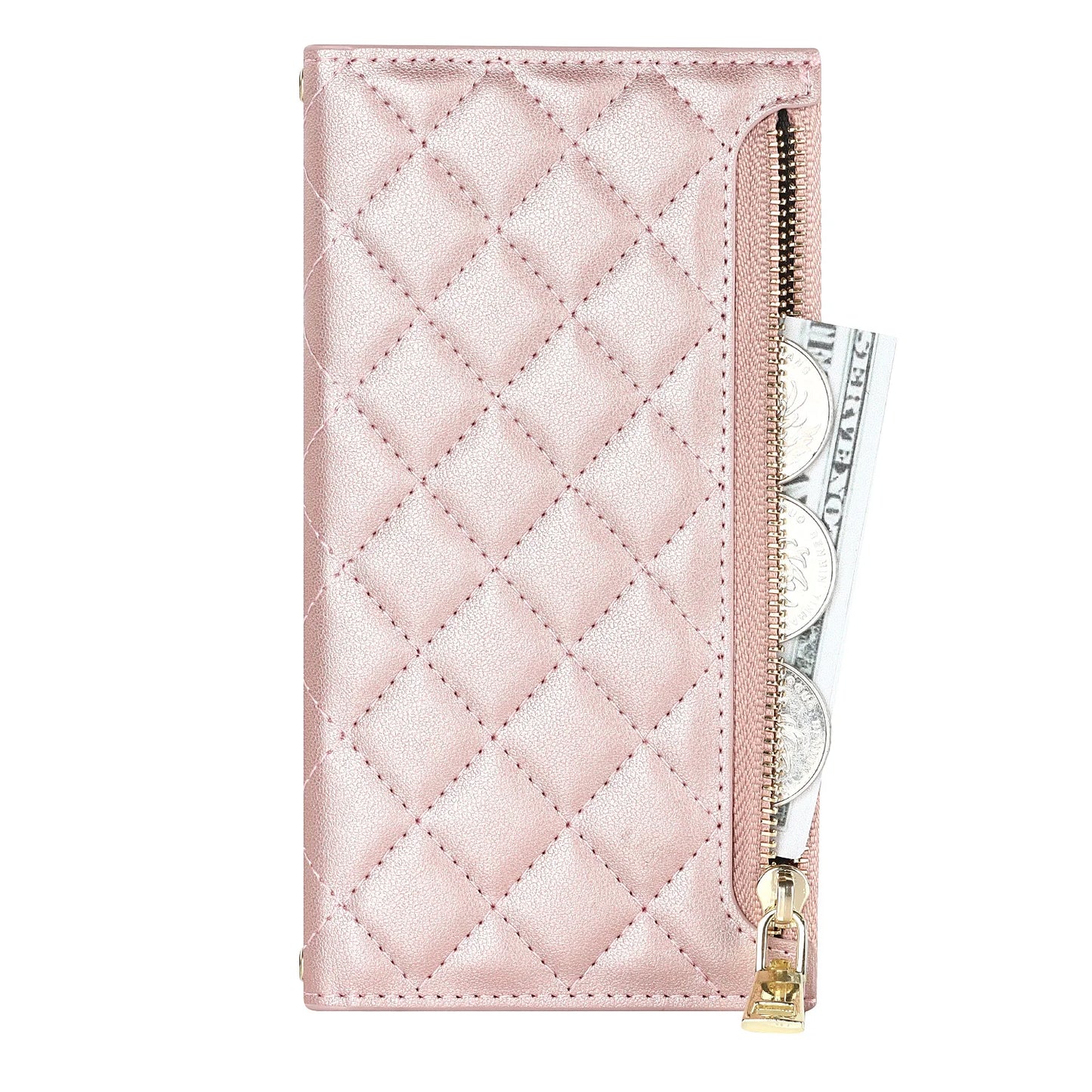 Crossbody Zipper Wallet Leather Case for iPhone