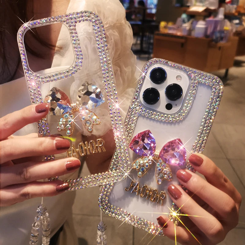 Rhinestone Transparent Mobile Phone Case for iPhone