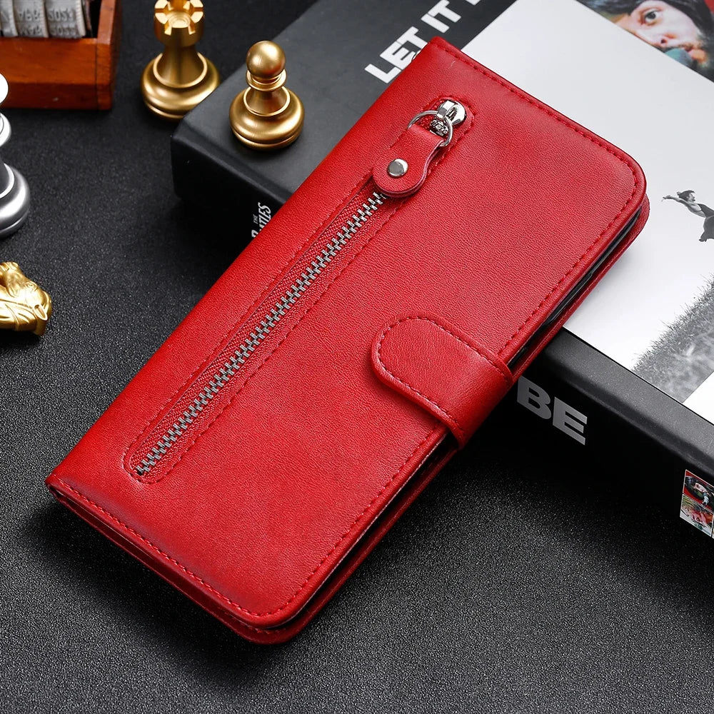 Leather Zipper Flip Wallet Case for Samsung Galaxy A M S Series