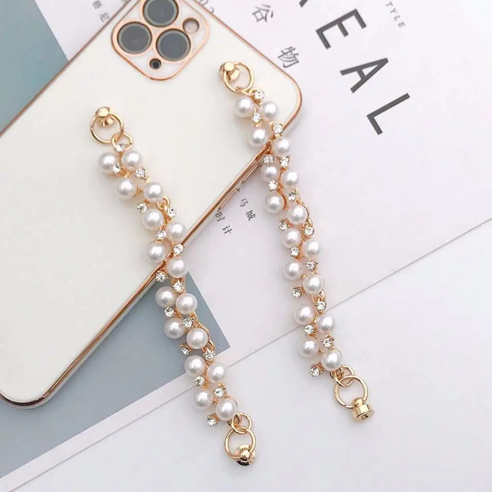 Pearl Rhinestone Phone Strap for Mobile Phone