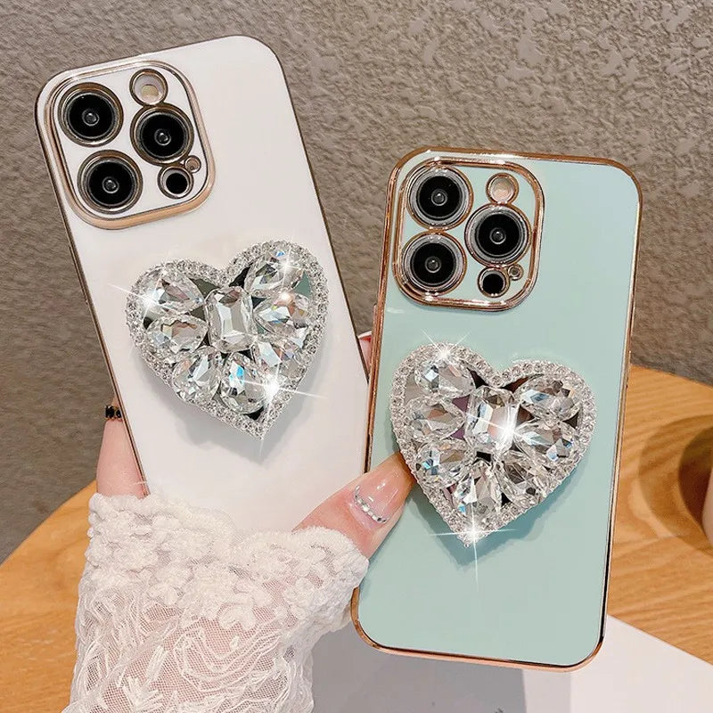 Rhinestone Heart Soft Shell Case for iPhone