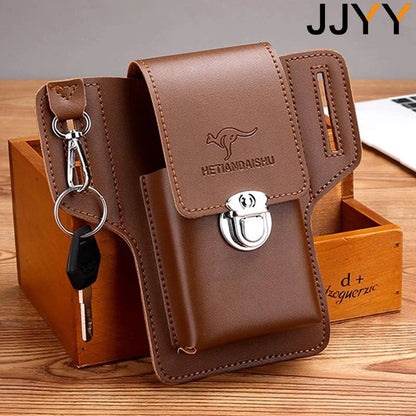 Men's Leather Mobile Phone Belt Bag