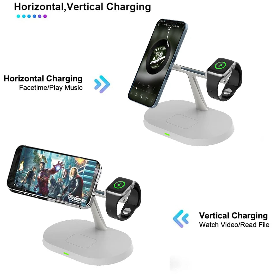 100W 3-in-1 Wireless Charging Station for iPhone/Apple Watch/AirPods