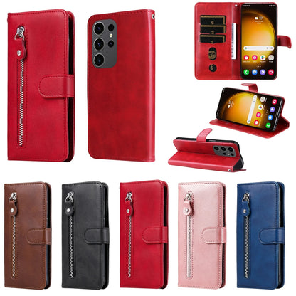 Leather Zipper Flip Wallet Case for Samsung Galaxy A M S Series