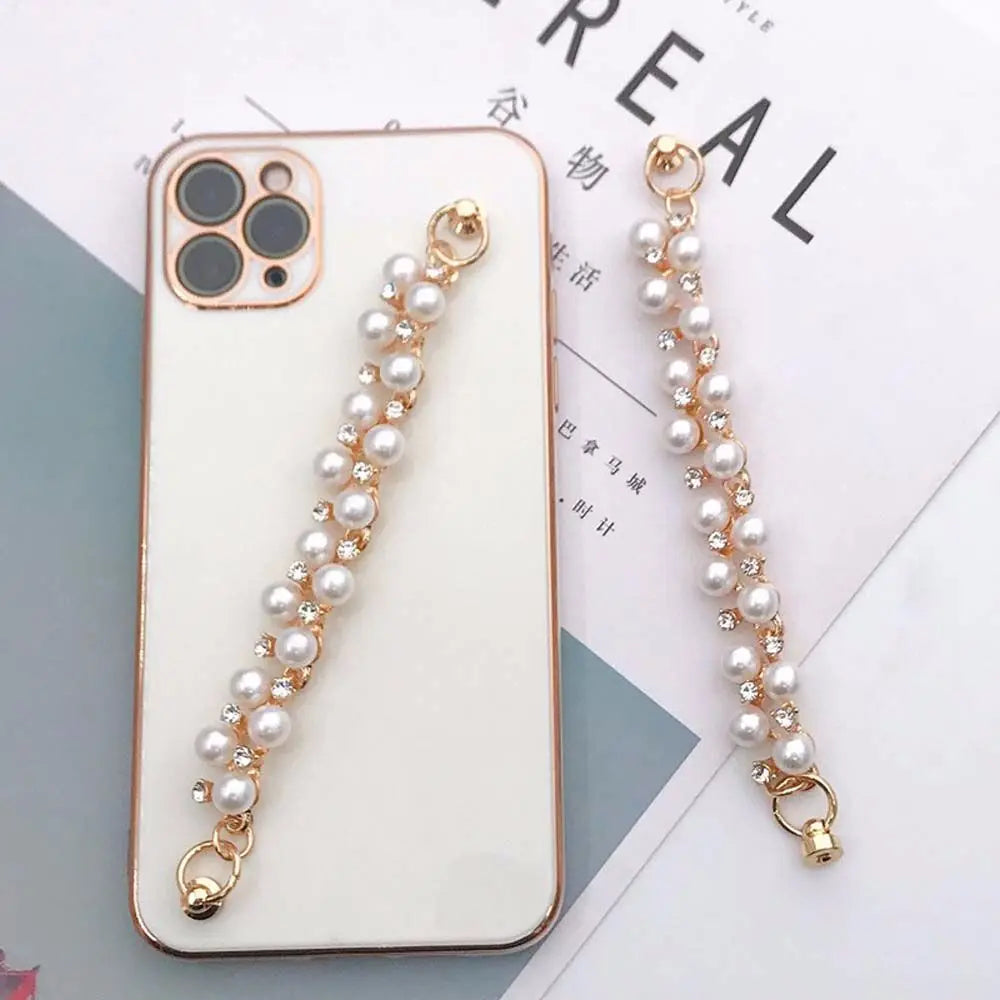 Pearl Rhinestone Phone Strap for Mobile Phone