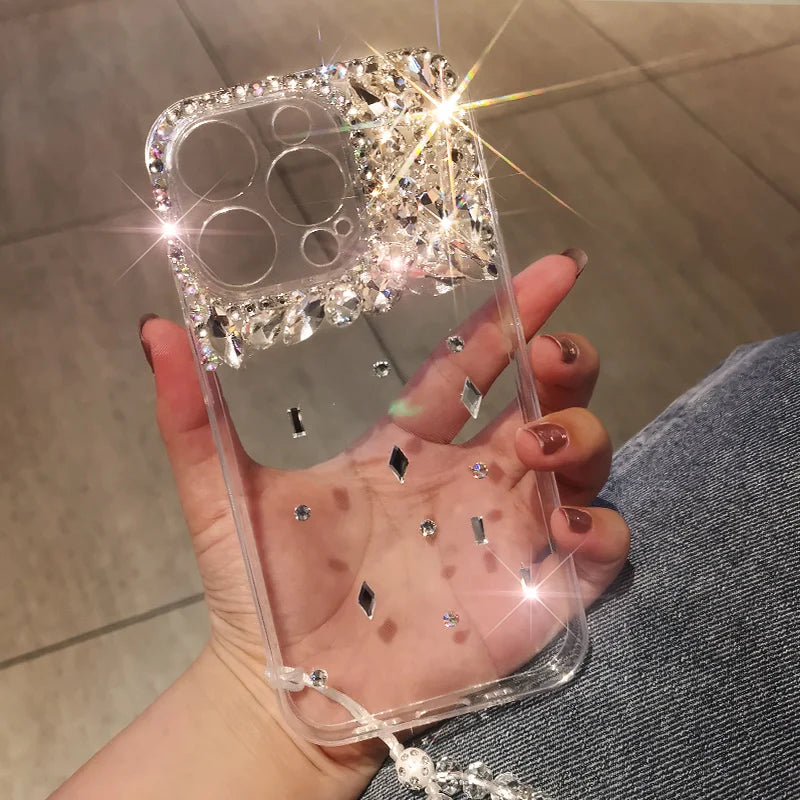 Rhinestone Transparent Silicone Soft Case for iPhone