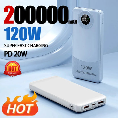 200000mAH Power Bank 120W Large Capacity for Mobile Phone