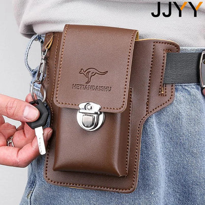 Men's Leather Mobile Phone Belt Bag