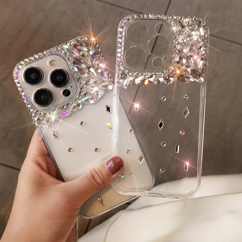 Rhinestone Transparent Silicone Soft Case for iPhone