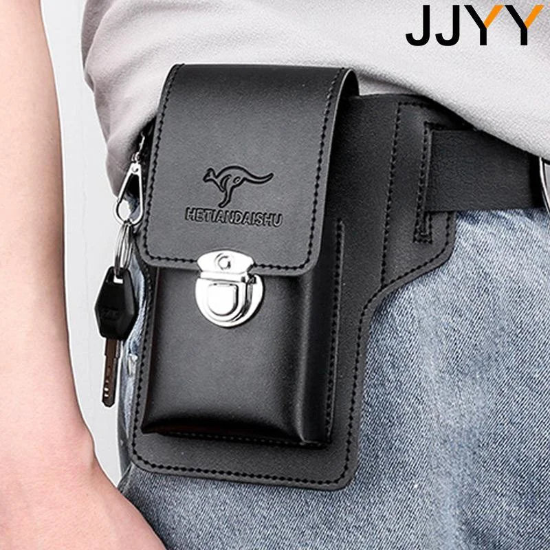 Men's Leather Mobile Phone Belt Bag