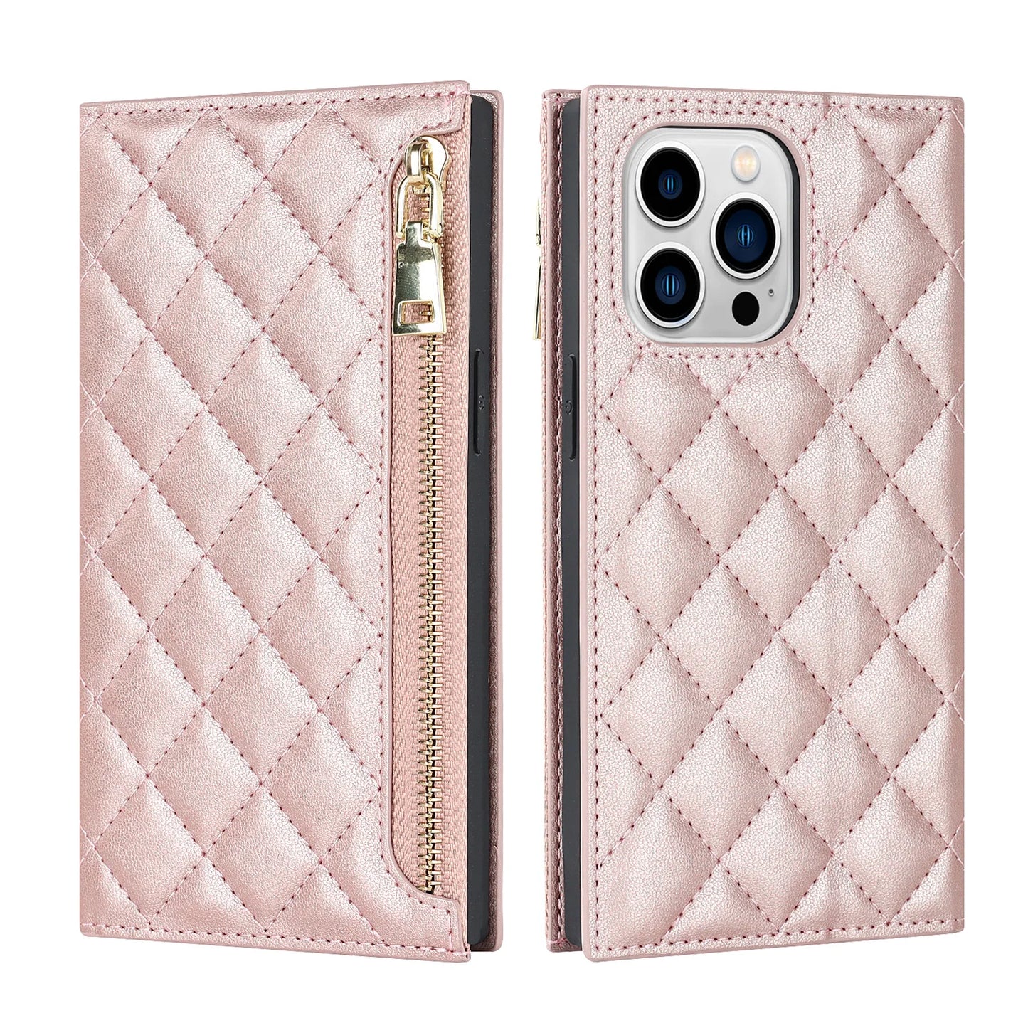 Crossbody Zipper Wallet Leather Case for iPhone